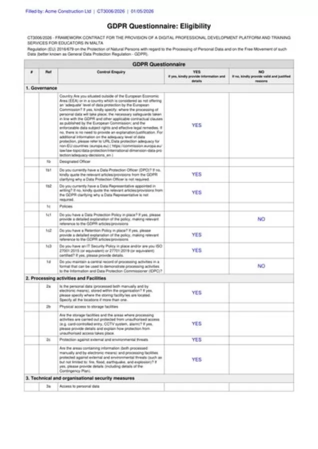 European Single Procurement Document (ESPD) - Malta