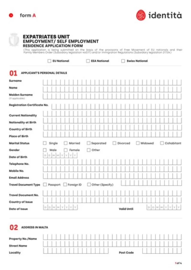 Permits & Visas forms - Malta